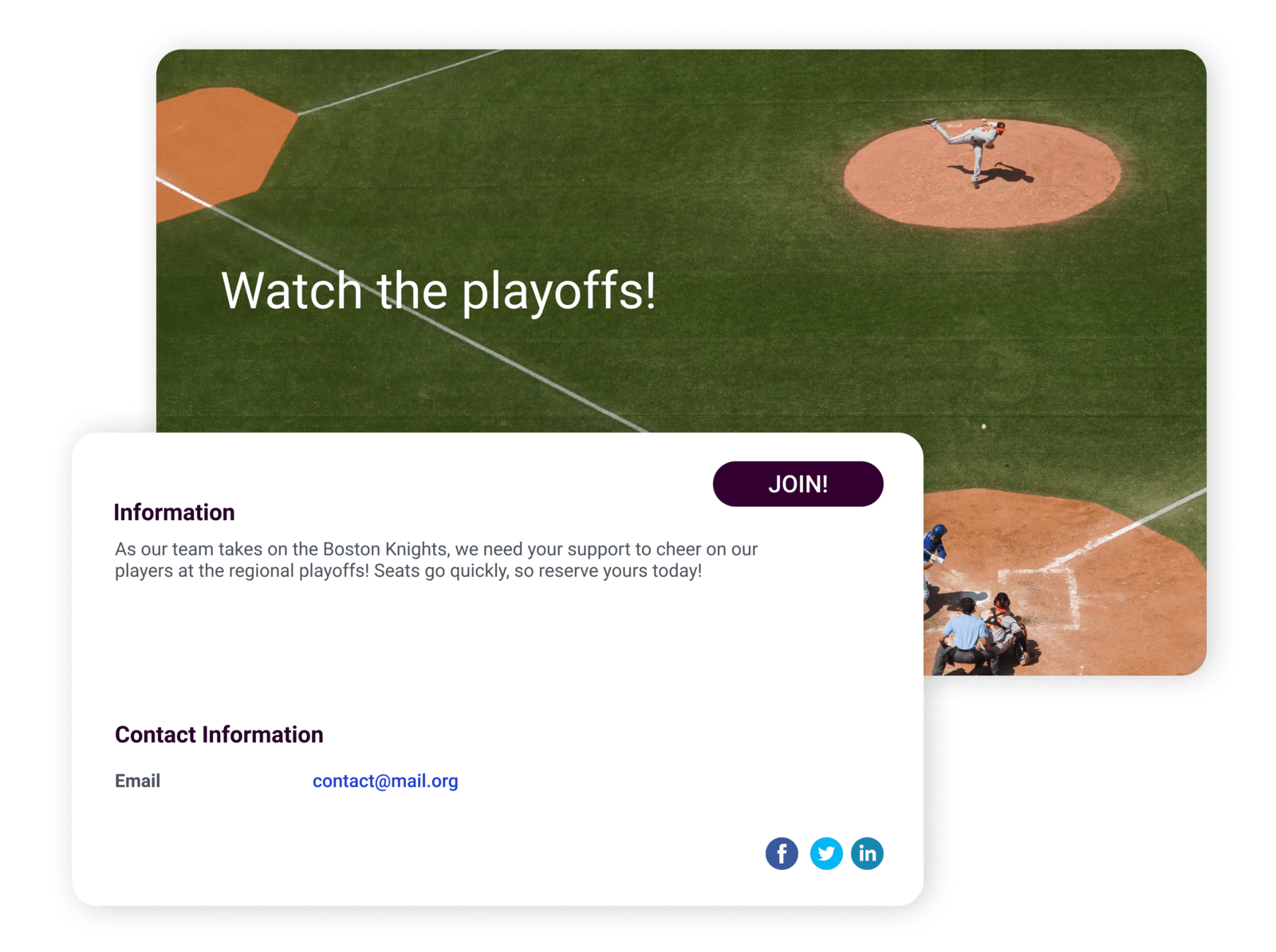 events in baseball club management software